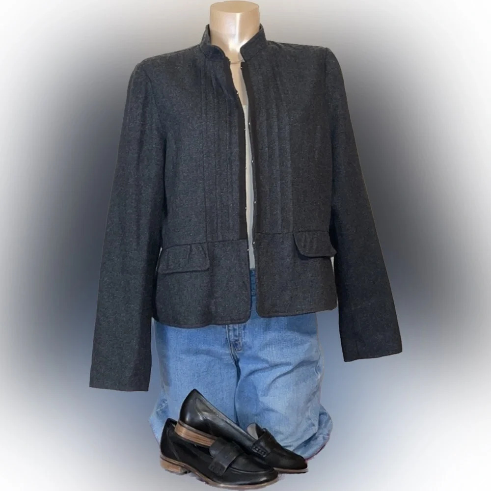 Apt 9 women’s XL 16 18 jacket coat wool blend peplum gray solid essential basic